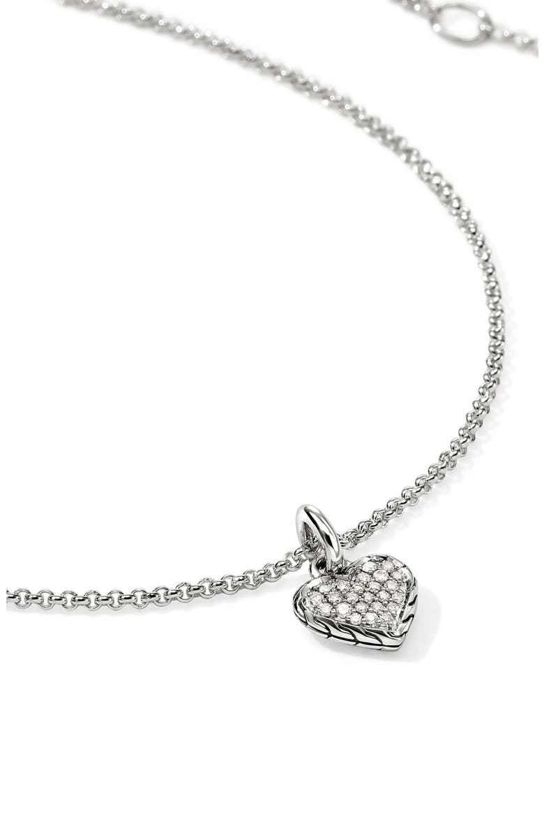 Diamond Pavé Heart Pendant Necklace, Alternate, color, SILVER