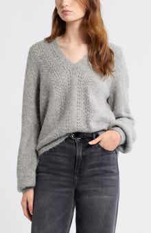 Treasure & Bond Oversize Pointelle V-Neck Sweater