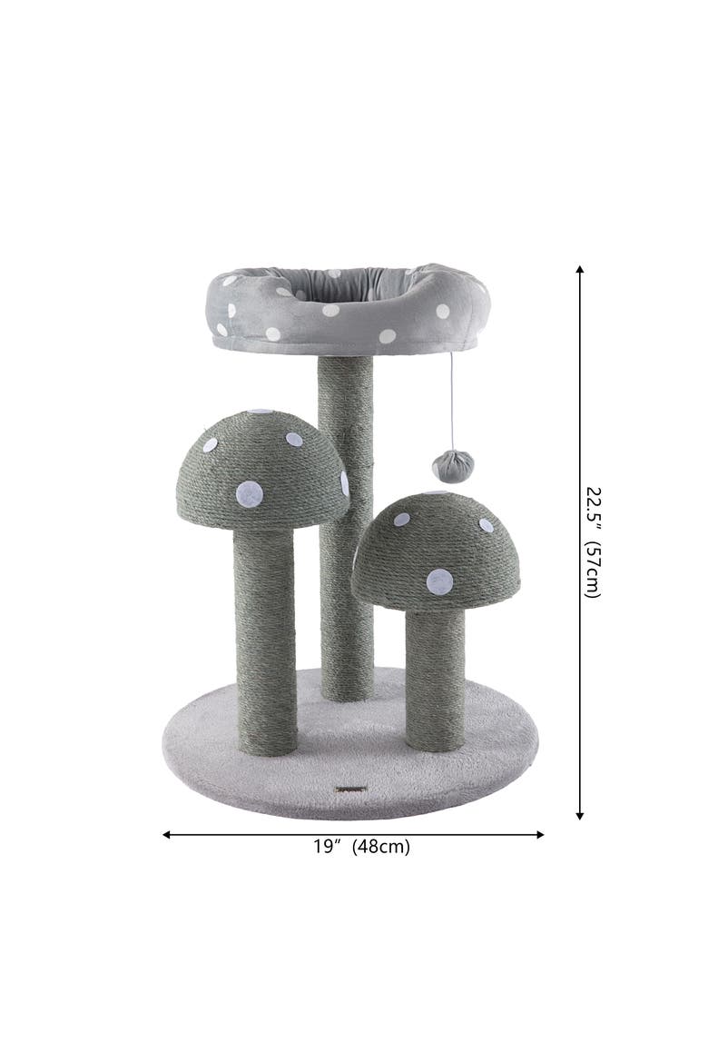Pixie 3-Tier Cottage Sisal Mushroom Cat Tree with Scratching Posts, Alternate, color, Grey/White point