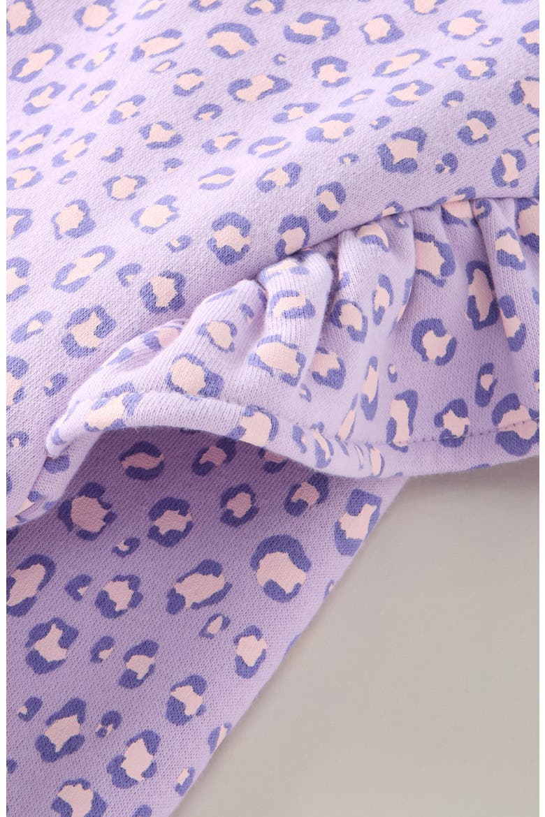 Kids' Ruffle Cotton Blend Sweatshirt, Alternate, color, PURPLE BLOOM PLAYFUL LEOPARD