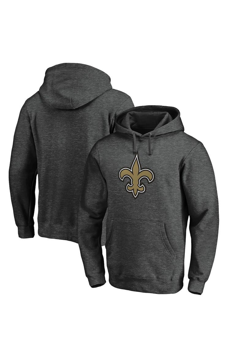 Men's Fanatics Branded Heather Charcoal New Orleans Saints Primary Logo Fitted Pullover Hoodie, Main, color, Heather Charcoal
