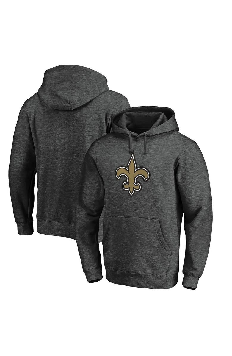 FANATICS Men's Fanatics Branded Heather Charcoal New Orleans Saints Primary Logo Fitted Pullover Hoodie, Main, color,