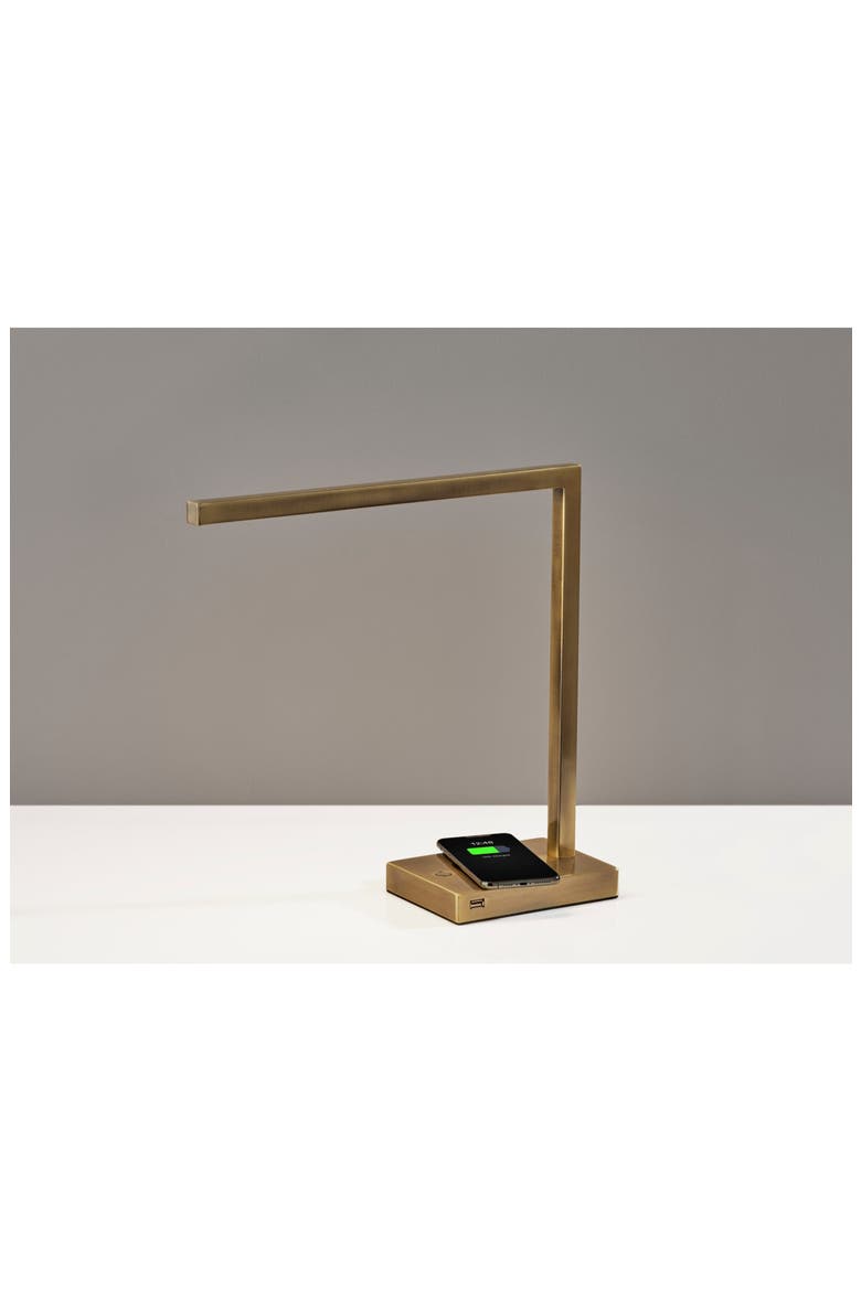 Aidan Charge LED Desk Lamp, Alternate, color, ANTIQUE BRASS