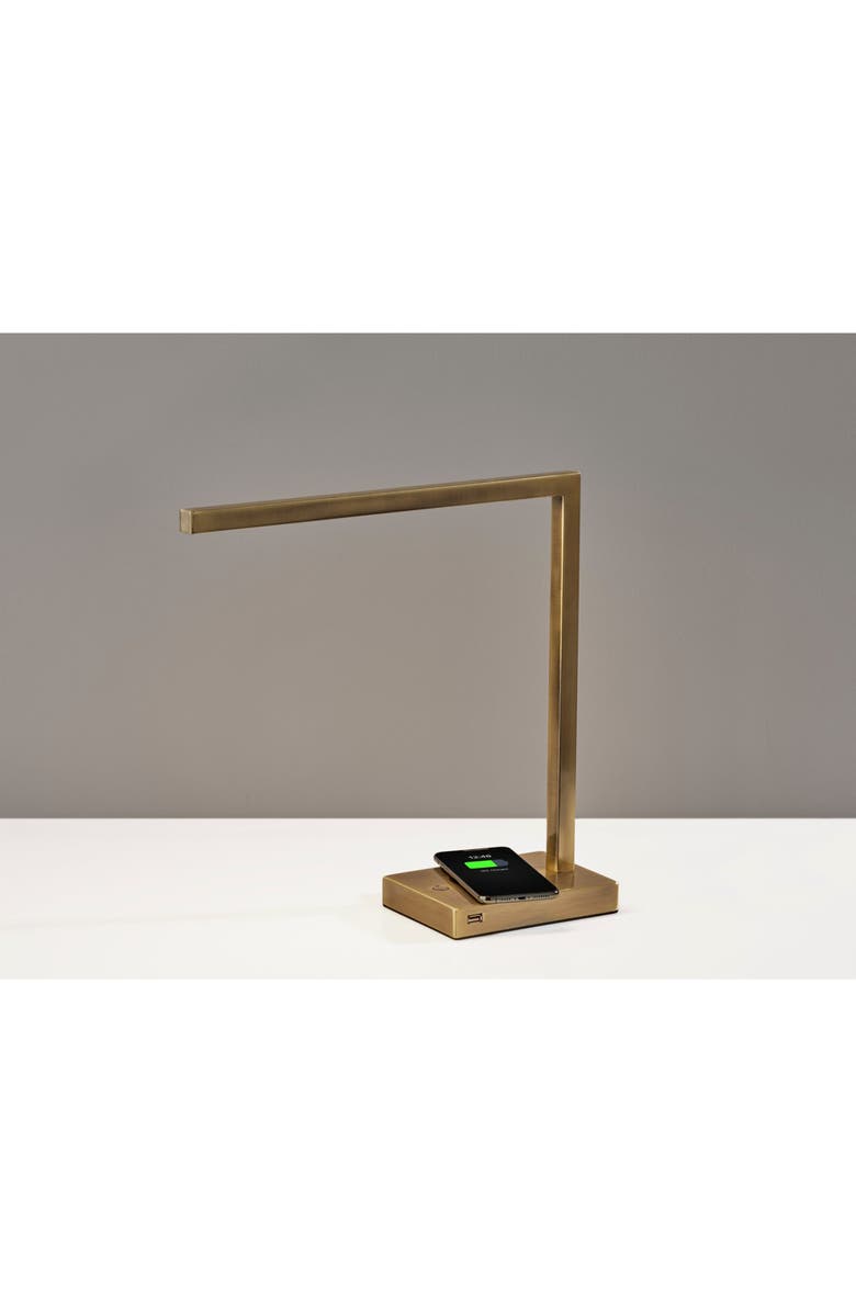 ADESSO LIGHTING Aidan Charge LED Desk Lamp, Alternate, color, Antique Brass