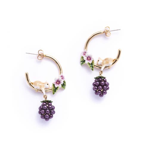 Blackberry & Mouse Hoop Earrings