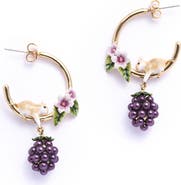 Bill Skinner Studio Blackberry & Mouse Hoop Earrings