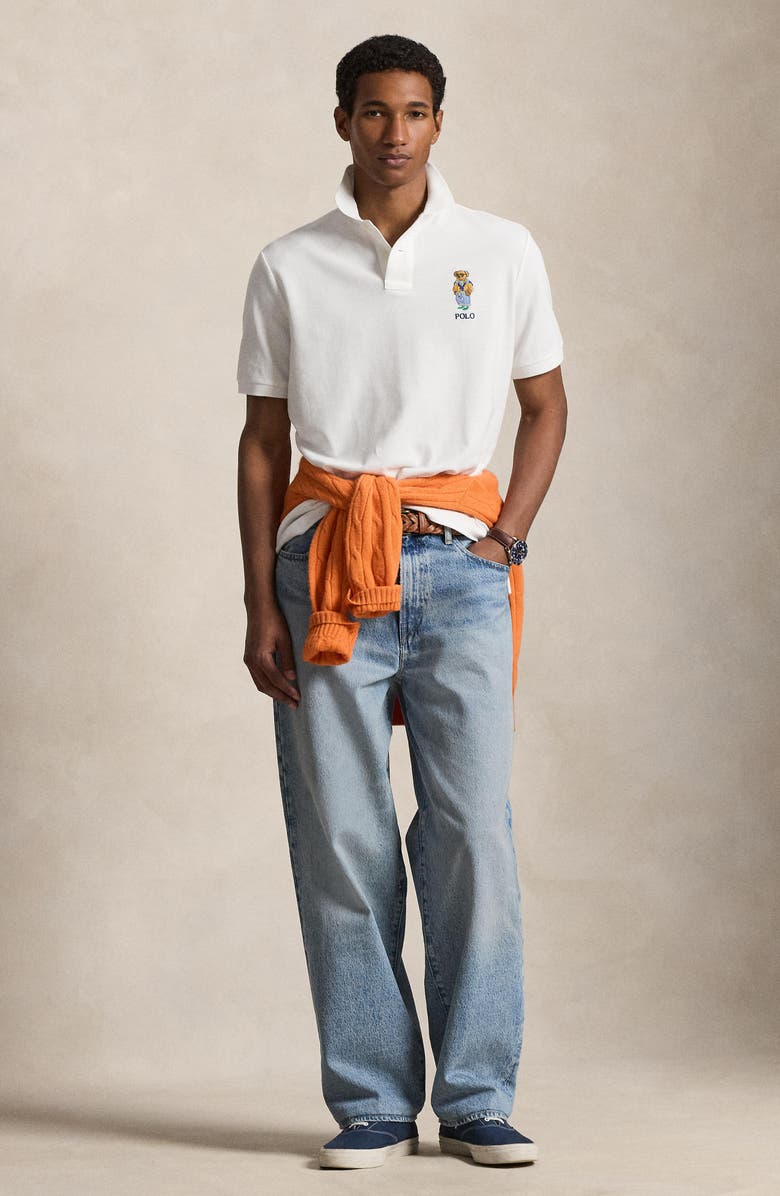 Polo Ralph Lauren Classic Fit Polo Bear Cotton Piqué Polo, Alternate, color, White- Summer Bear