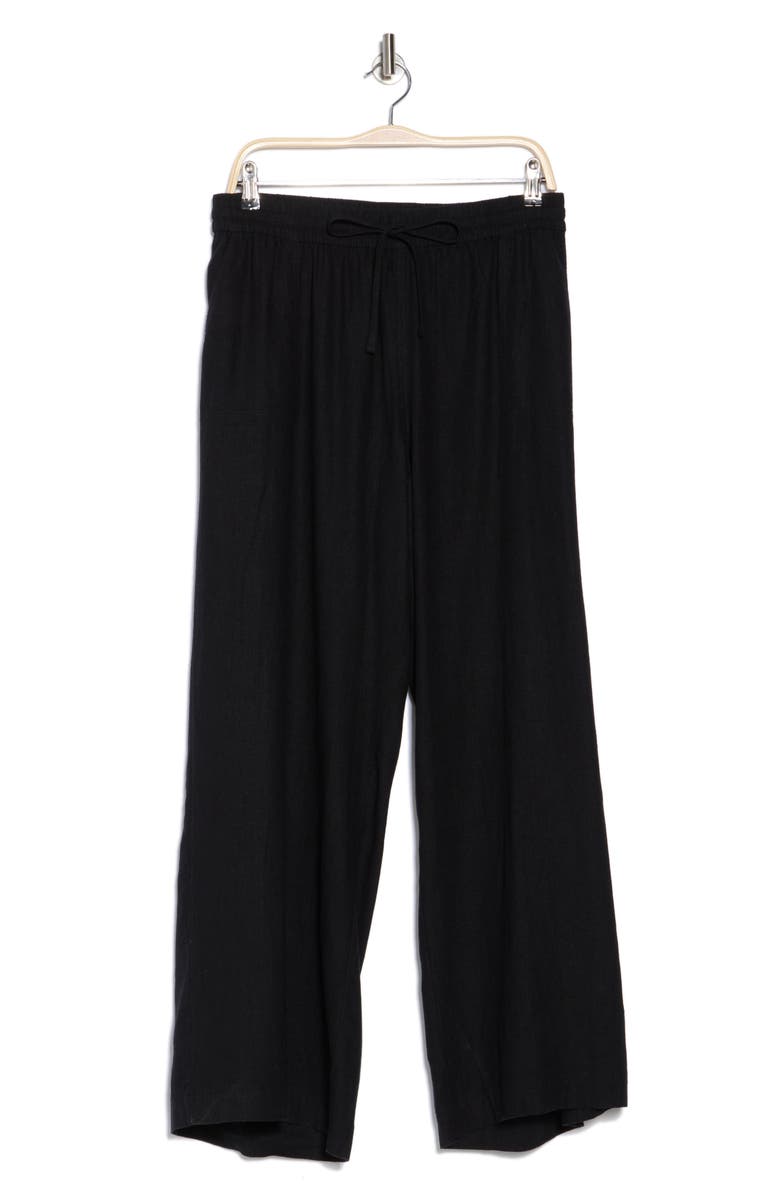Caslon<sup>®</sup> Linen Blend Drawstring Pants, Alternate, color, Black