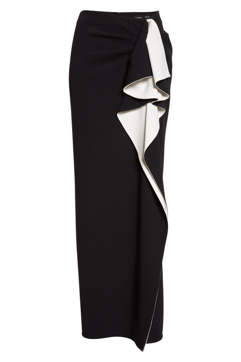 Cella Ruffle Cady Skirt, Alternate, color, BLACK/ IVORY