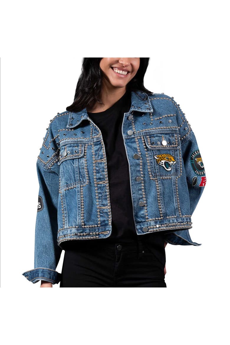 Women's G-III 4Her by Carl Banks Jacksonville Jaguars First Finish Medium Denim Full-Button Jacket, Main, color, Blue