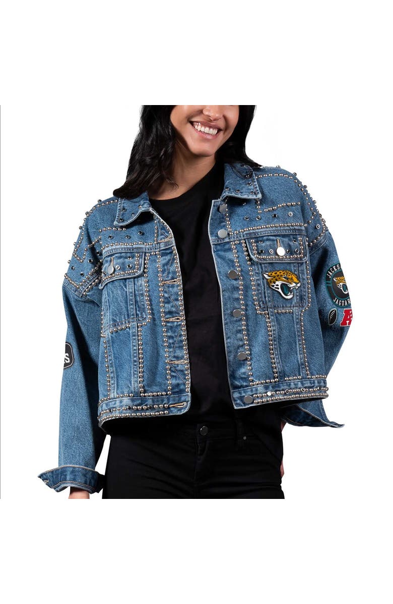 G-III 4HER BY CARL BANKS Women's G-III 4Her by Carl Banks Jacksonville Jaguars First Finish Medium Denim Full-Button Jacket, Main, color, 