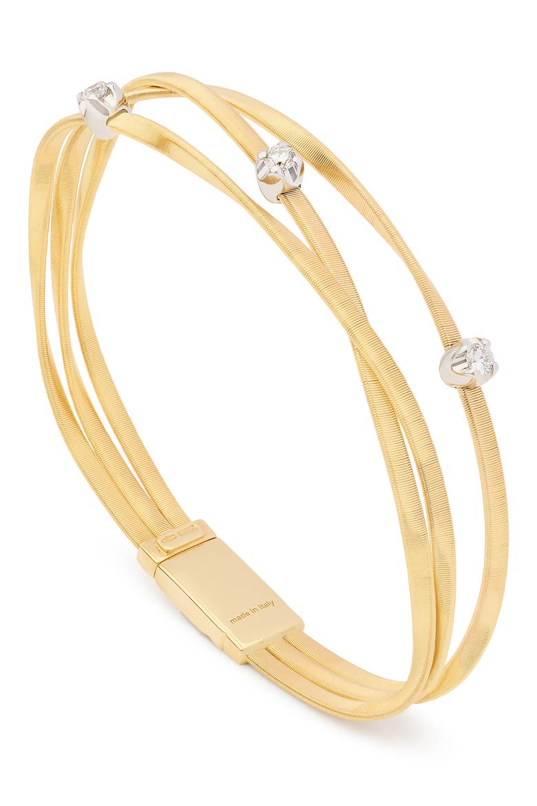 Marrakech Diamond Three-Coil Bracelet, Main, color, 18K YELLOW/WHITE GOLD