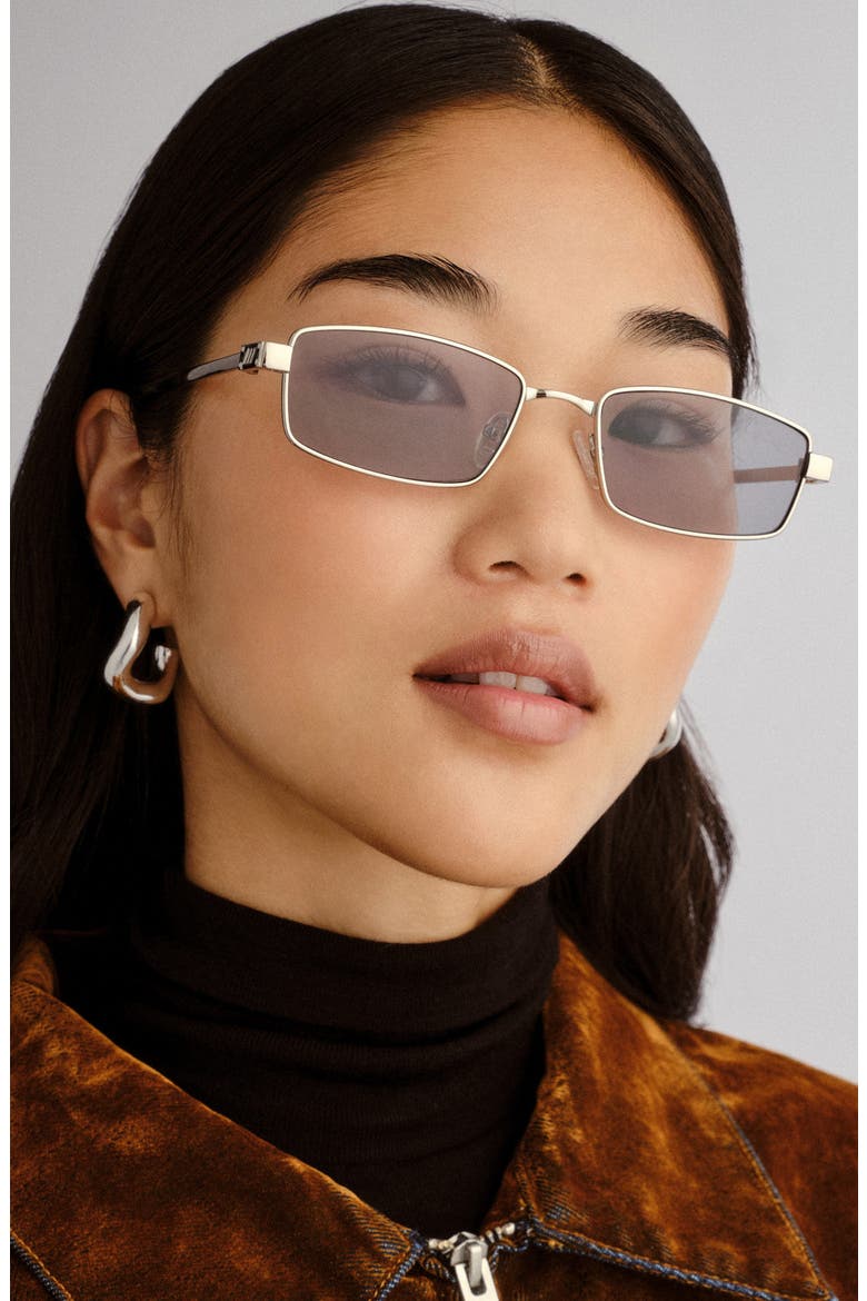 Bizarro 56mm Rectangular Sunglasses, Alternate, color, SILVER / SMOKE TINT