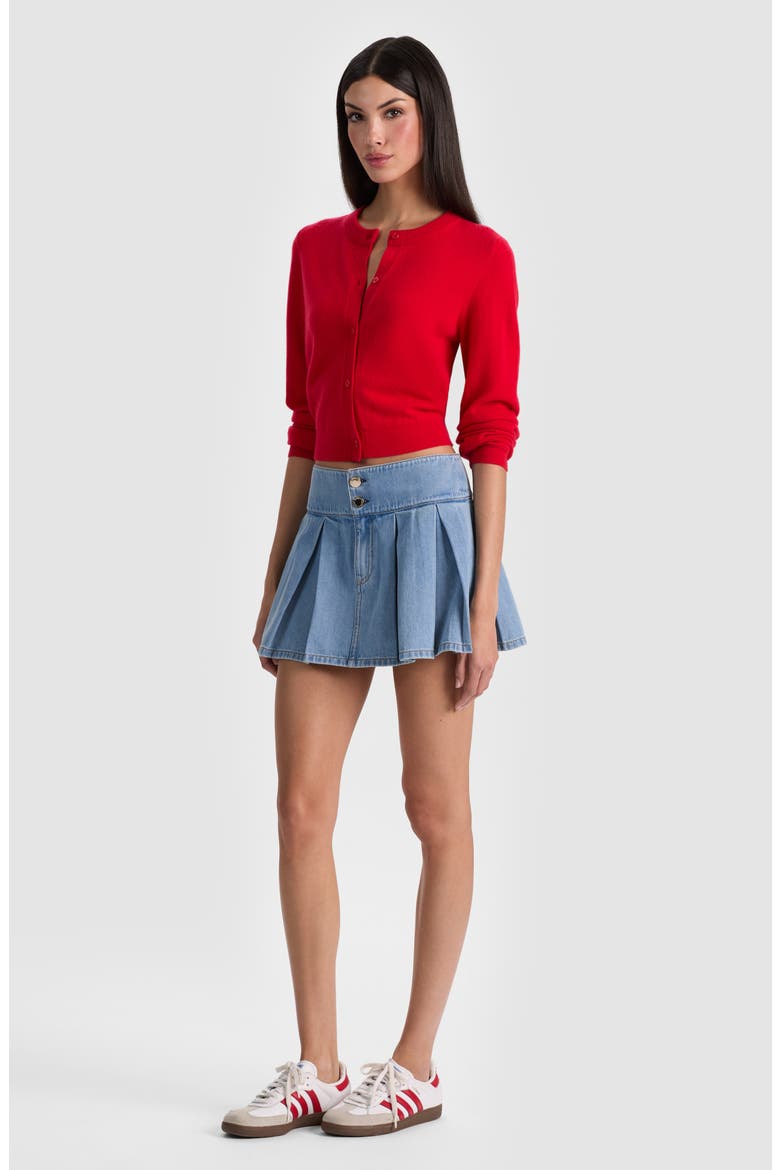Amy Pleated Denim Miniskirt, Alternate, color, EDIE WASH