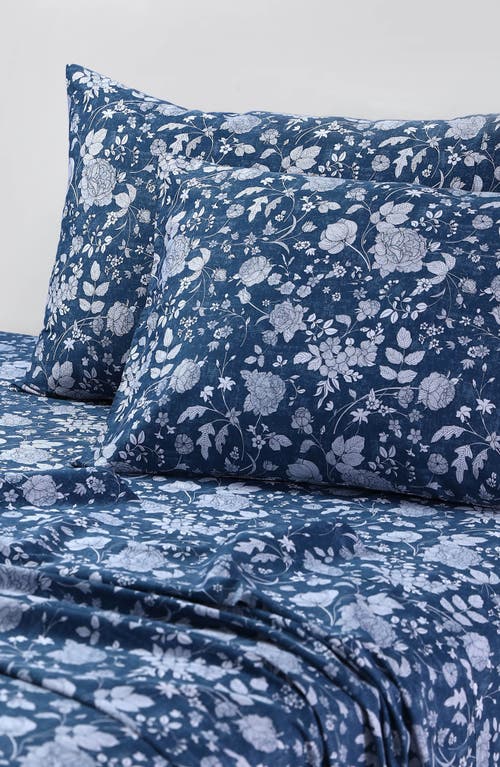 Azores Home 300 Thread Count Organic Cotton Sateen Sheet Set In Blue