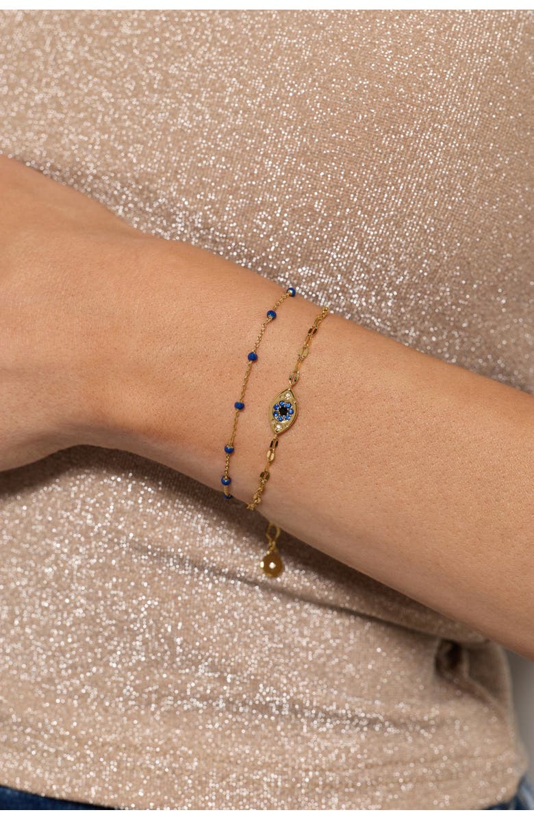 Alex and Ani Festival 2 strand Evil eye bracelet, Alternate, color, Gold
