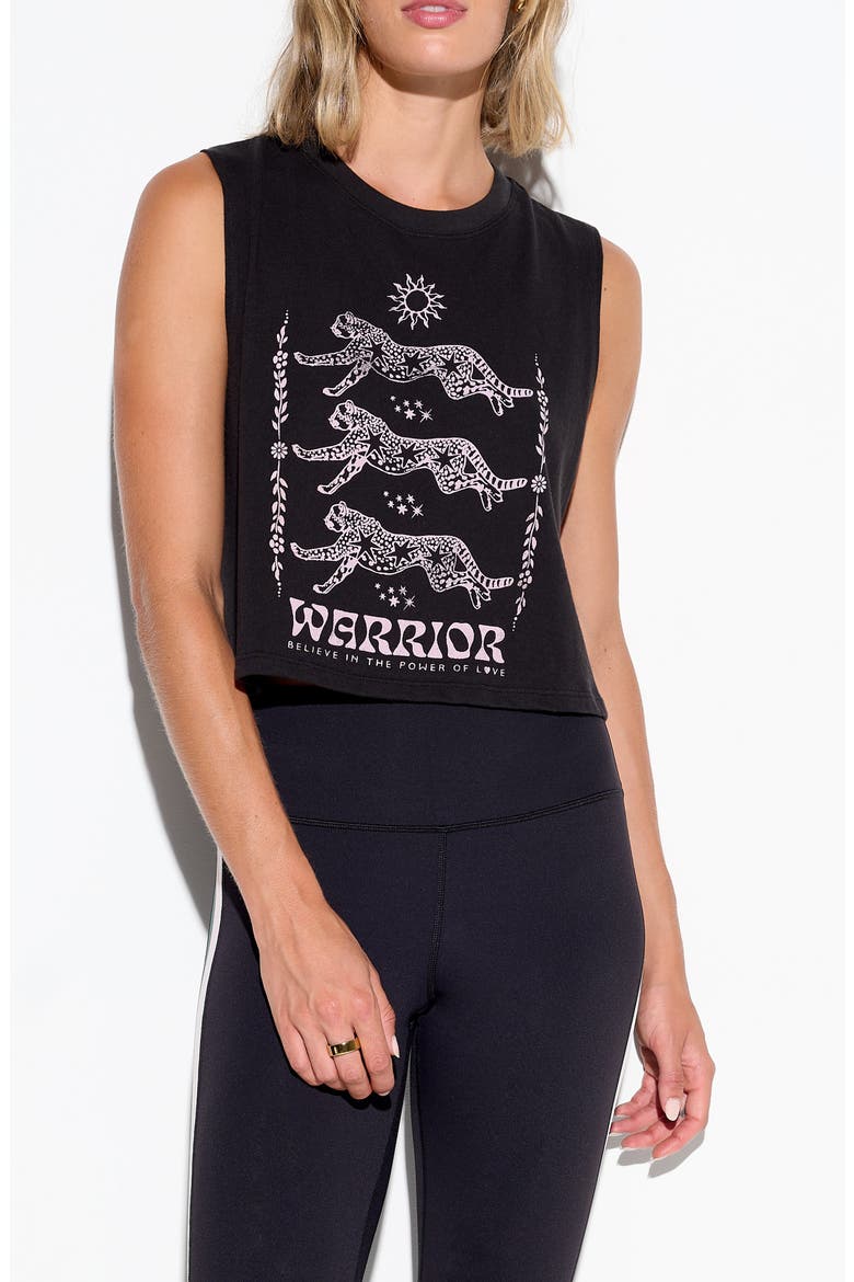 Warrior Love Spirit Crop Top, Main, color, BLACK