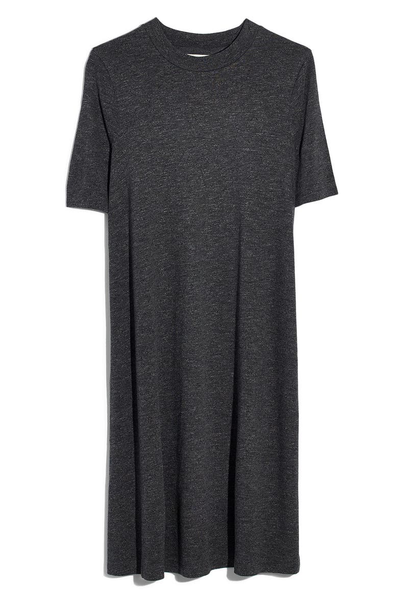 Mock Neck Boxy T-Shirt Dress, Alternate, color, HEATHER BLACK