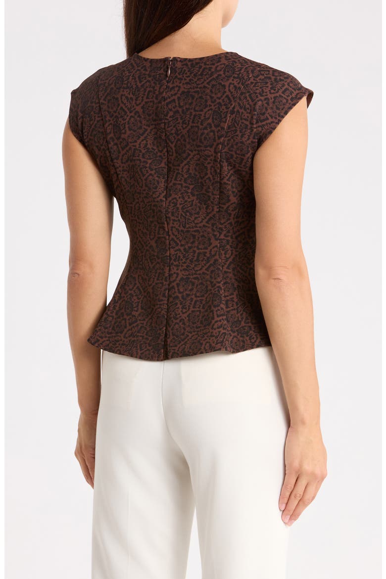 Seamed Peplum Top, Alternate, color, BROWN- BLACK ANIMAL ETCH