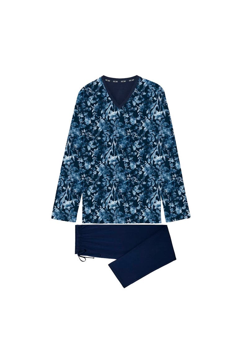 Compiegne Long Pajama Set, Main, color, Navy Print