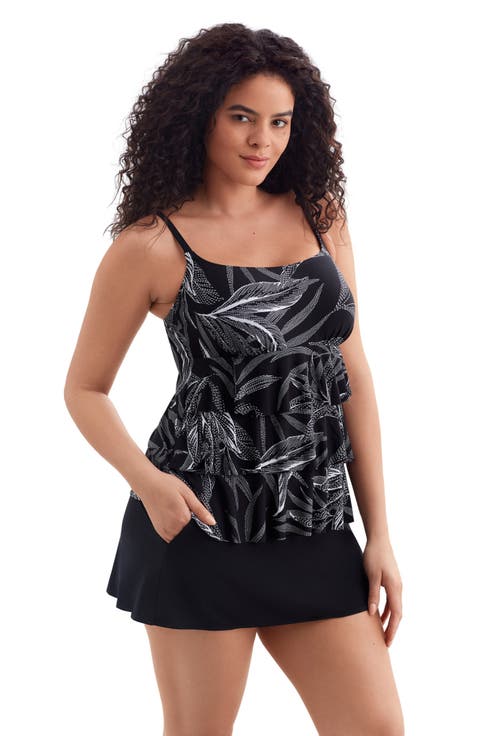 Faux Ruffle Skirtini Long Torso Swimsuit