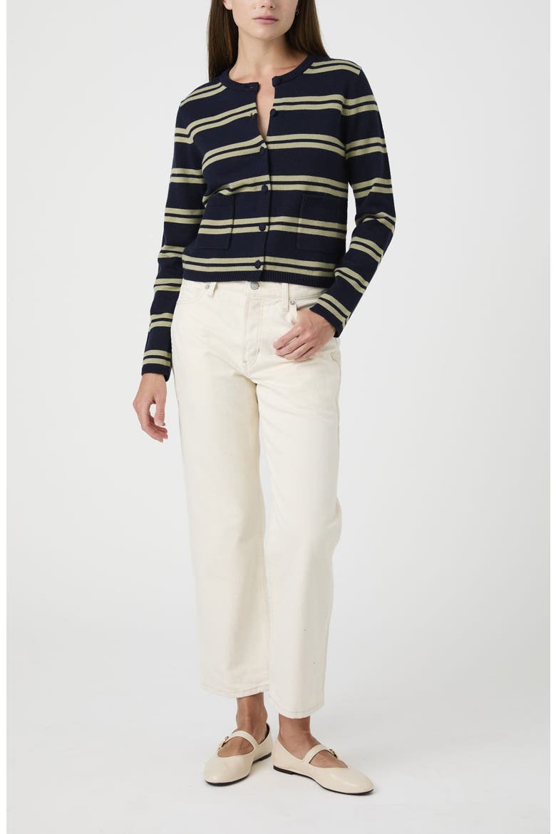 Hester Striped Ribbed Cardigan, Alternate, color, NAVY/ DUSTY GREEN STRIPE