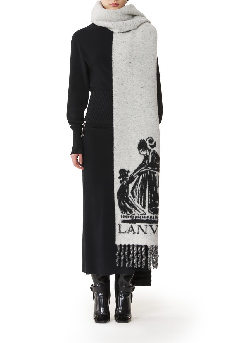 Mother & Daughter Wool Scarf, Alternate, color, White