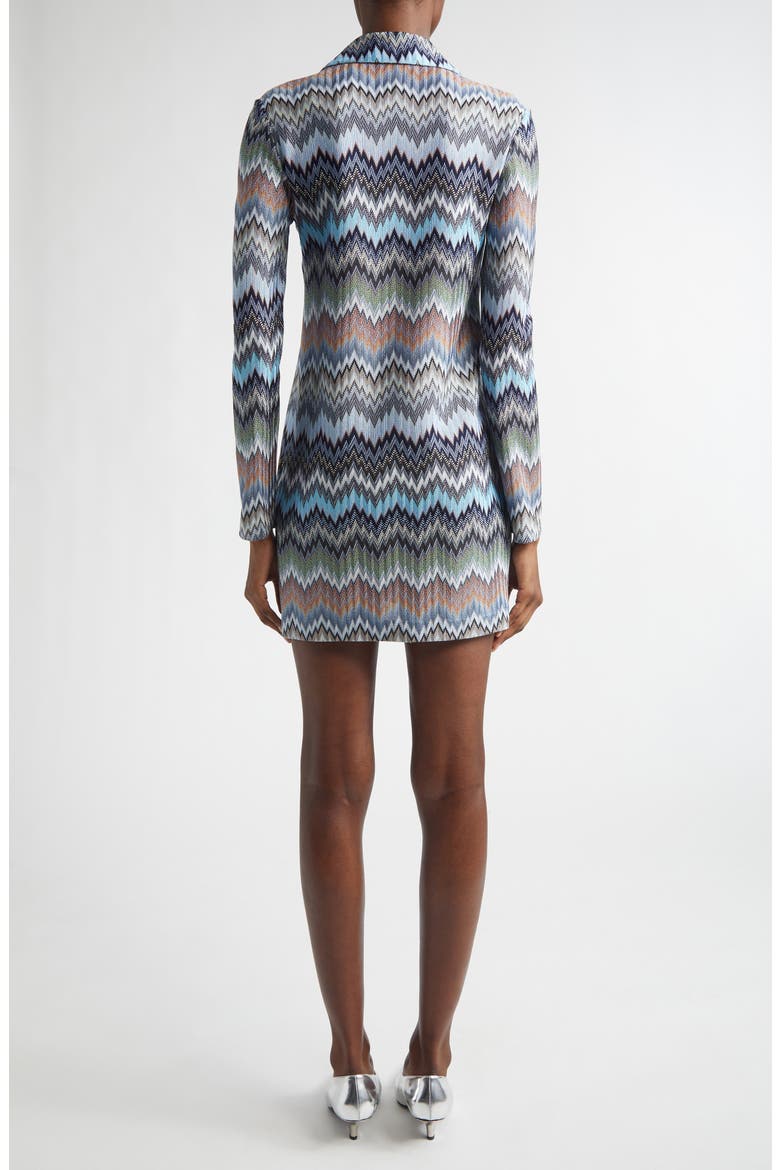 Snakeskin Pattern Chevron Long Sleeve Polo Minidress, Alternate, color, MULTI BLUE TONES
