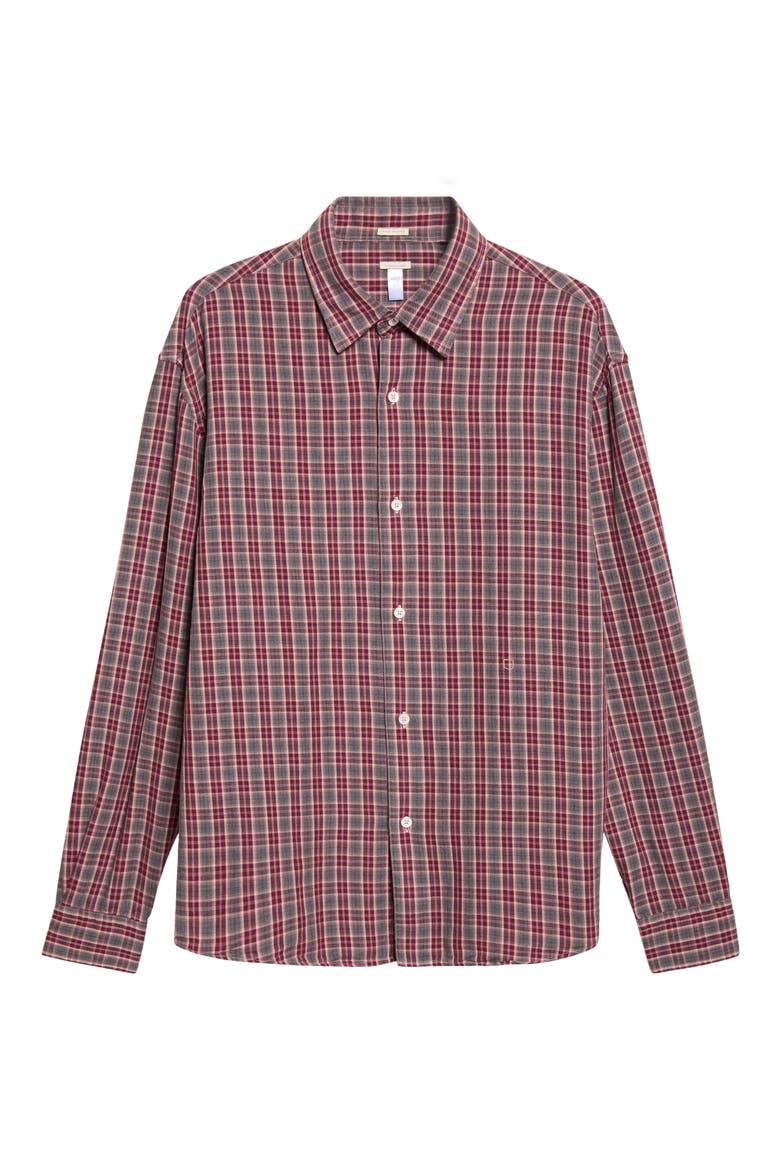 Boxy Plaid Button-Up Shirt, Main, color, FADED ROSE