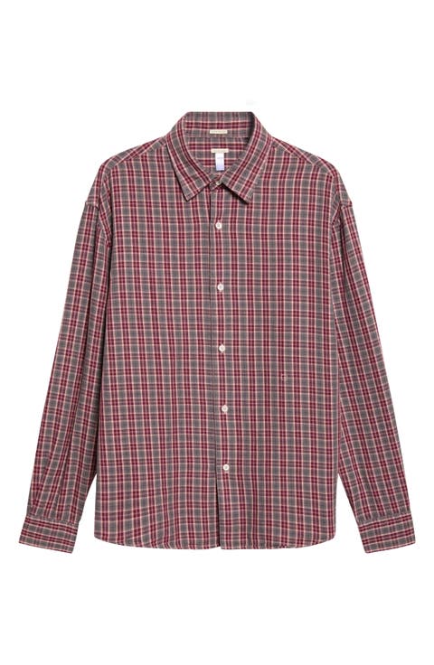 Boxy Plaid Button-Up Shirt