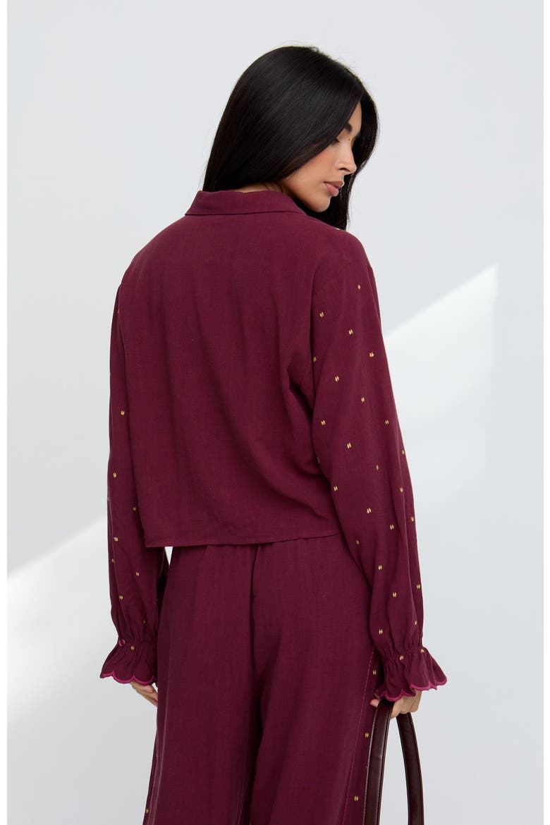 Penny Boxy Embroidered Shirt, Alternate, color, Purple