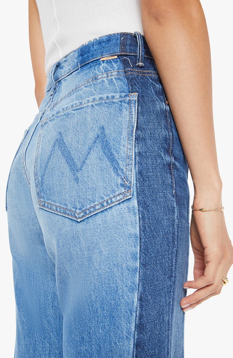 MOTHER The Tux Sidestepper Sneak Frayed High Waist Bootcut Jeans, Alternate, color, Double Stacked