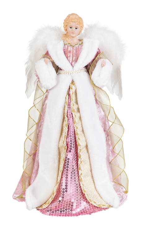 18"H Faux Fur Christmas Elegant Angel Tree Toppers