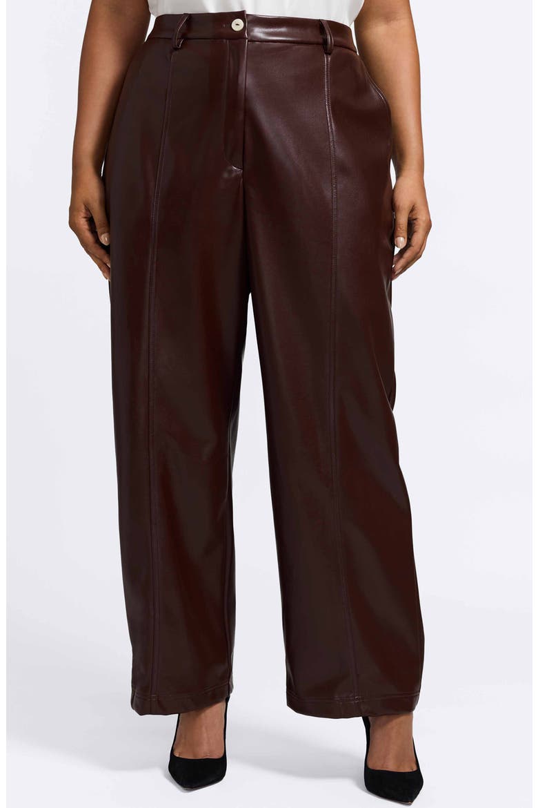 Ciara Wide Leg Faux Leather Pants, Main, color, CHICORY COFFEE