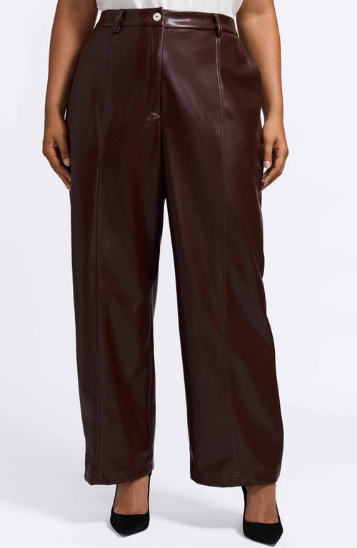 Foxcroft Ciara Wide Leg Faux Leather Pants In Brown