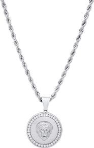 STEELTIME Men's 18k Gold Plated Lion Pendant Necklace