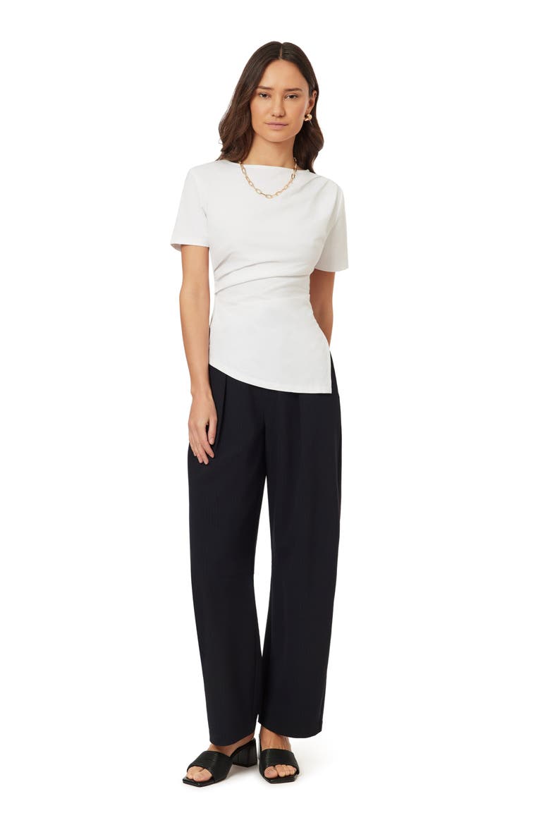 Gathered Asymmetric Tee, Alternate, color, BRILLIANT WHITE