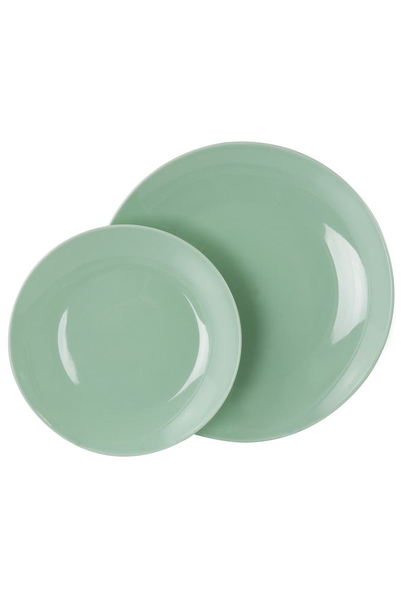 Luna 18 Piece Porcelain Dinnerware Set, Alternate, color, Green