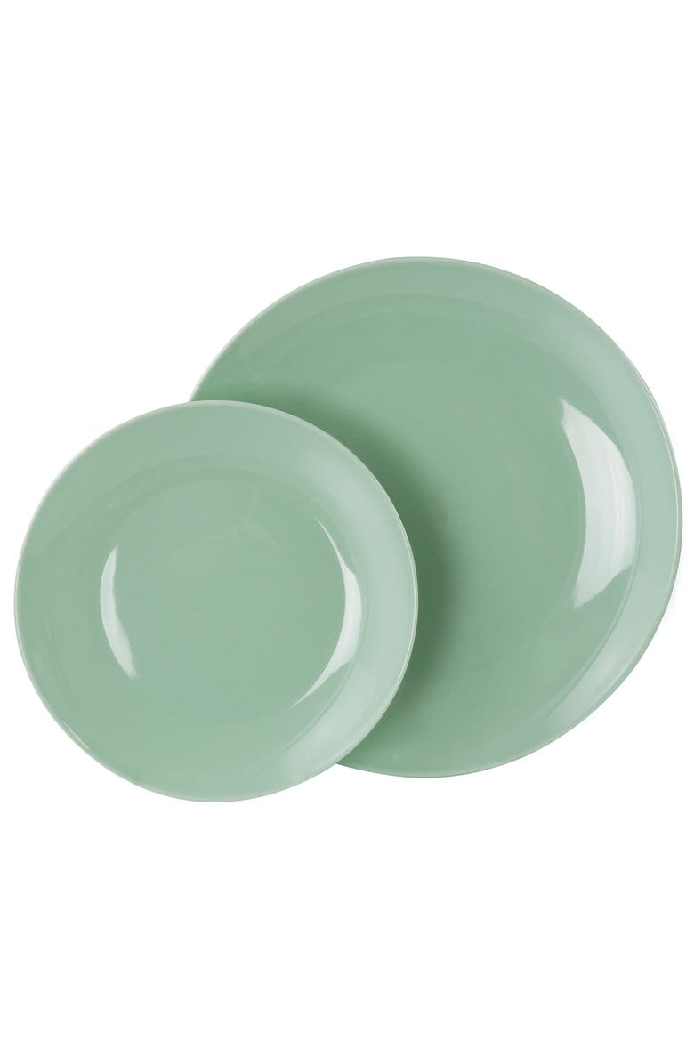 Elama Luna 18 Piece Porcelain Dinnerware Set, Alternate, color, Green
