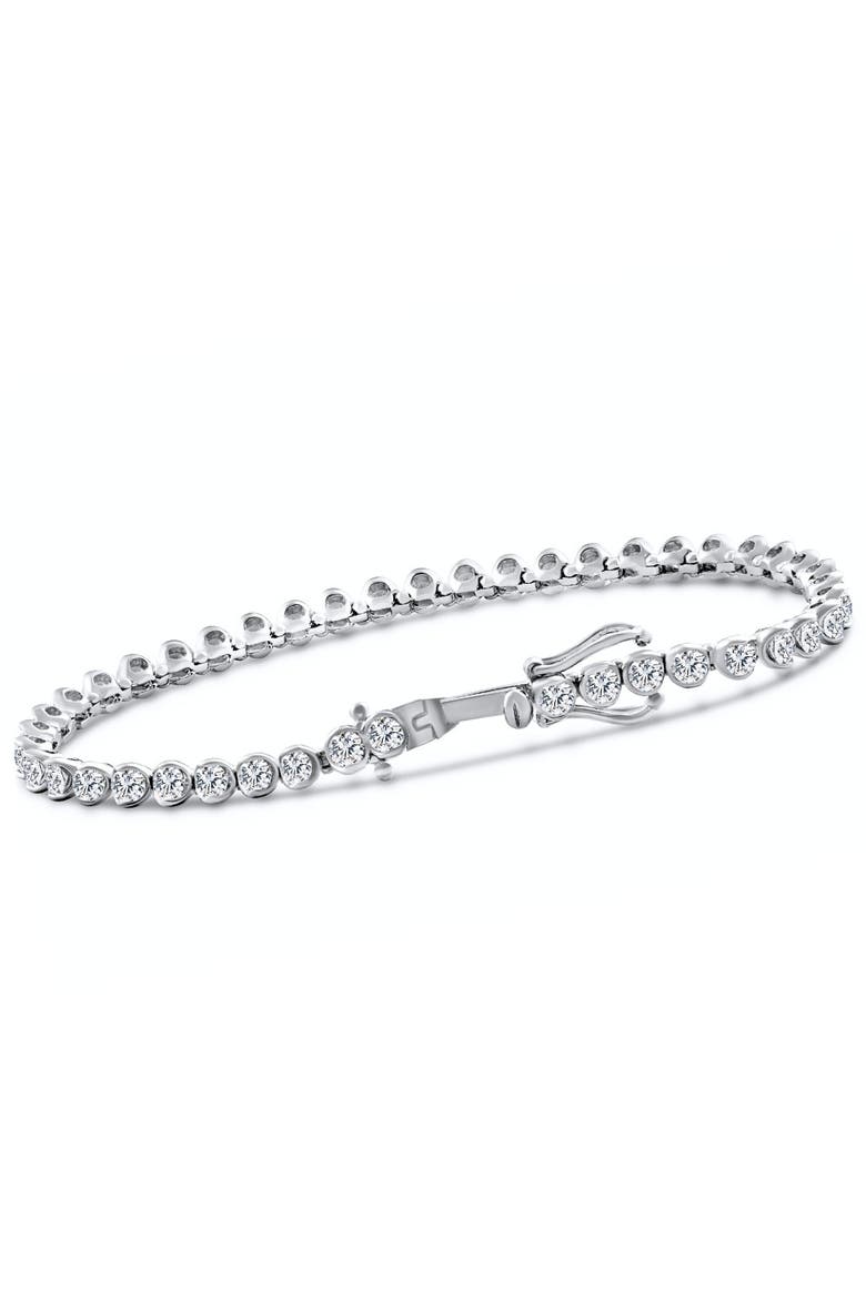 5Ct Diamond Half Bezel Tennis Bracelet 14k or Gold 7" Lab Grown, Alternate, color, 14k White Gold