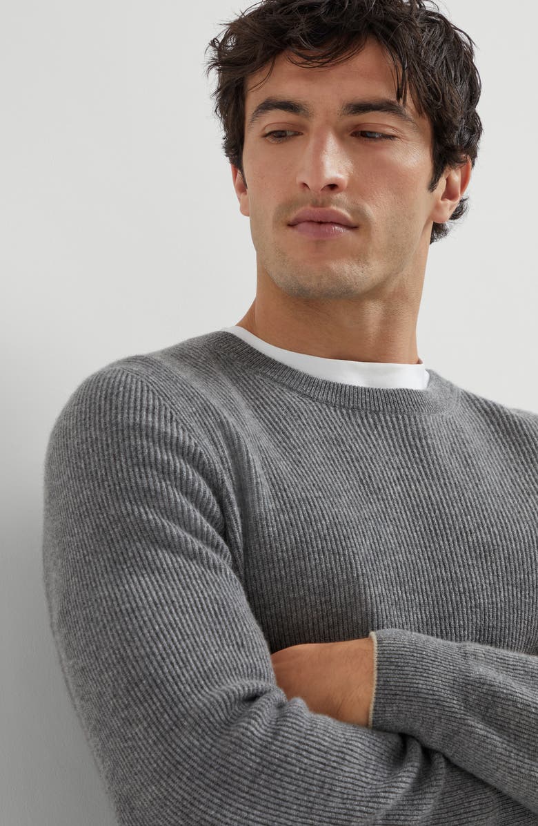 Brunello Cucinelli English Rib knit sweater, Alternate, color, Dark Grey