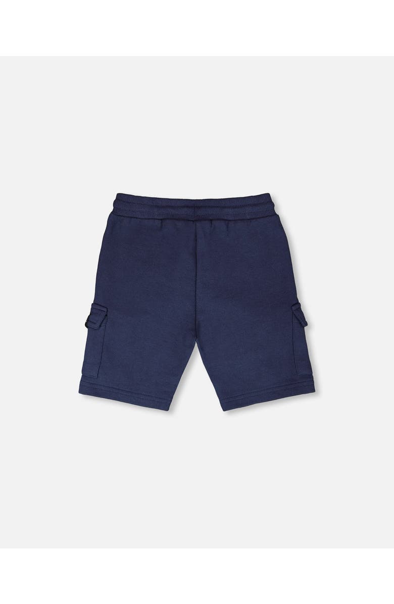 Deux par Deux Elastic Waistband Slit and Cargo Pockets French Terry Shorts, Alternate, color, Blue