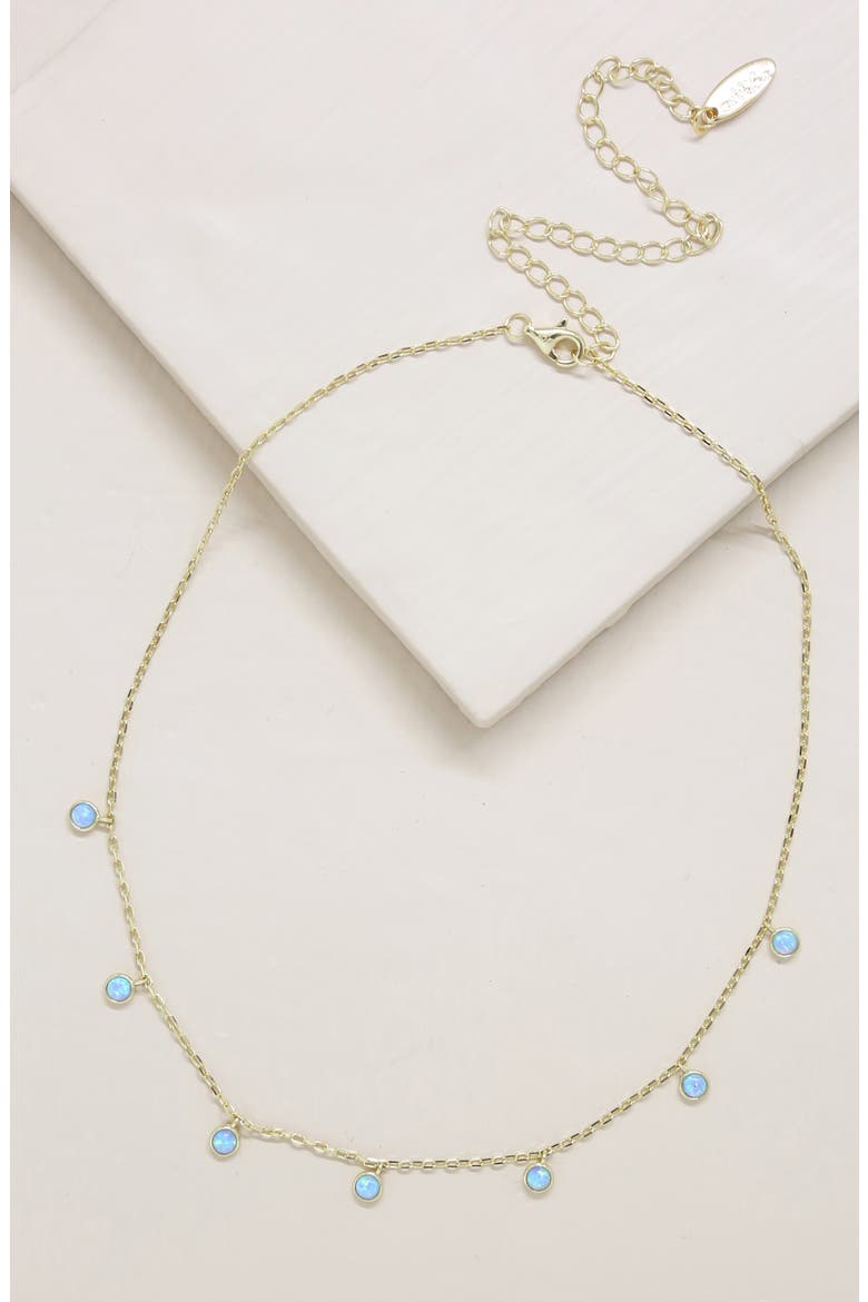 Blue Opal Disc Station Necklace, Alternate, color, GOLD