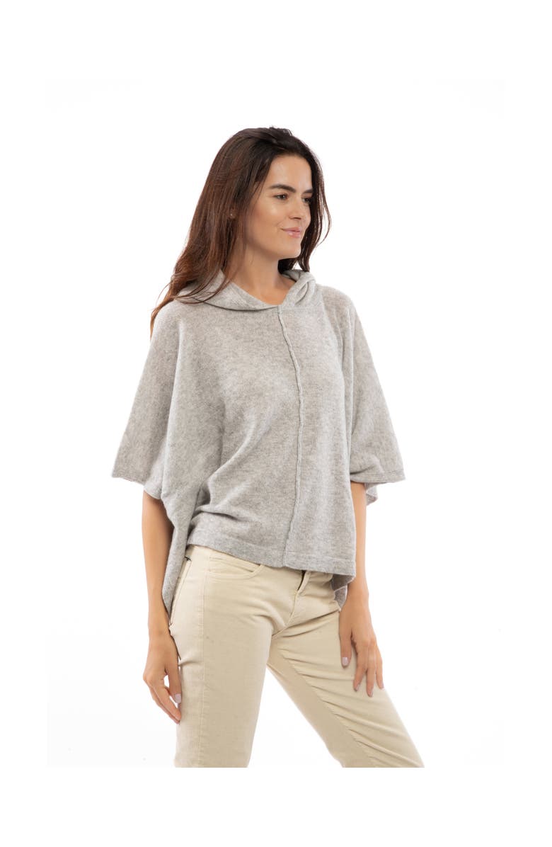 Monticelli Cashmere Pure Cashmere Hoodie Poncho, Alternate, color, Light Gray