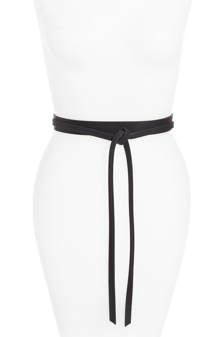 Skinny Wrap Belt, Main, color, BLACK