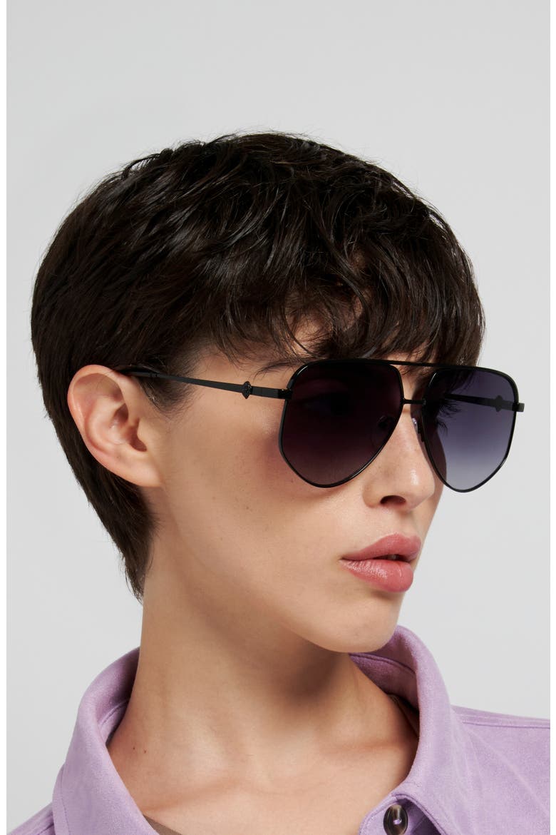64mm Square Sunglasses, Alternate, color, BLACK/ DARK GREY SF