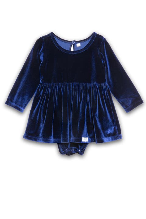 Stretch Velvet Long Sleeve Bubble Romper
