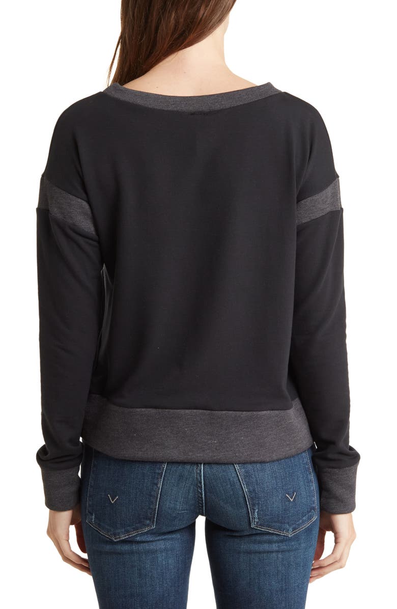 GO COUTURE Spring Varsity Long Sleeve Tee, Alternate, color, Black