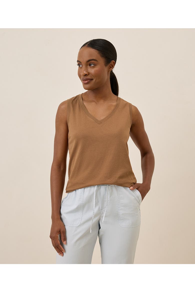 Organic Cotton Softspun V-Neck Tank, Main, color, Brown Sugar