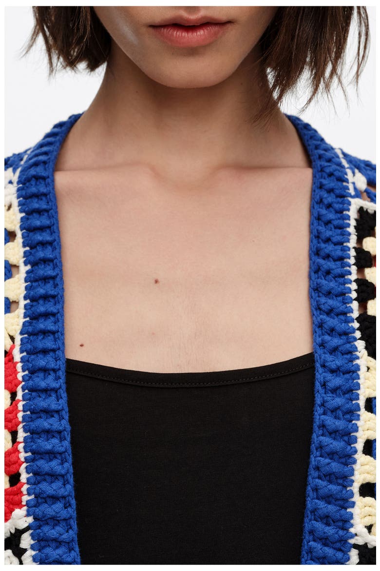 Crochet Balloon Cardigan, Alternate, color, BLUE